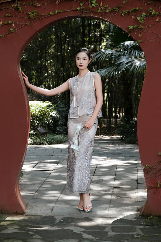 盛唐牡丹|意大利进口蕾丝新中式半裙 商品图3