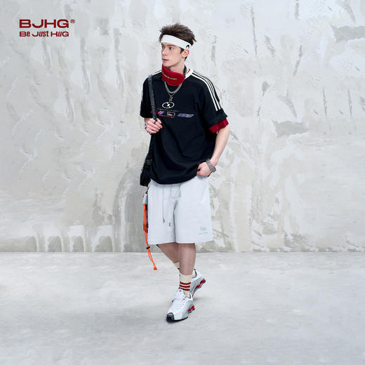 【李明峻同款】BJHG不计后果 美式复古赛车t恤短袖男款夏季潮牌凉感速干半袖T恤 商品图3