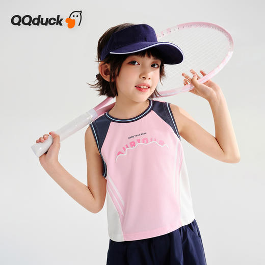 【透气网眼背心】【120-165】【可可鸭】女童背心无袖宽松网眼透气T恤 商品图4