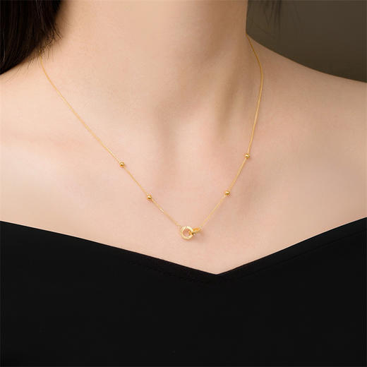 【福利拼团】18k金项链 简约双环项链环环相扣套链女士礼物MEMORA诗普琳KN313501（线上专供） 商品图4