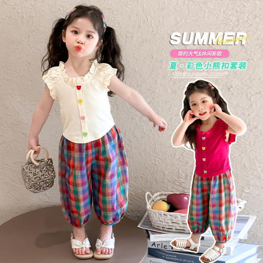 【多巴胺懒人套装】韩国潮流女童刺绣卡通短袖套装 洋气网红休闲两件套 商品图5