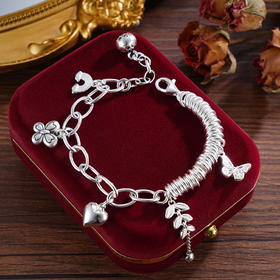 子佩集S925银【心之恋语】手串【TSB0001-49】纯银手链钱串爱心蝴蝶麦穗钱串腰缠万贯盘缠盘缠2503