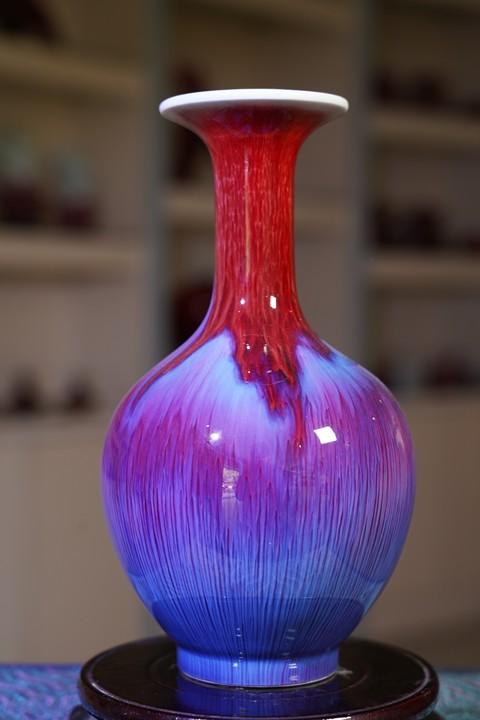 彩色丝毛釉赏瓶 商品图0