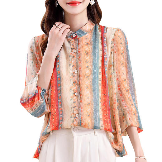 云锦丝彩条防晒洋气薄款开衫外搭减龄显瘦衬衣K 商品图4