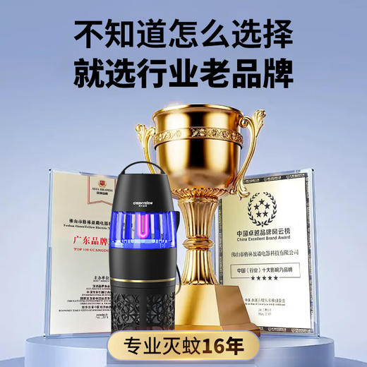 【全球灭蚊品牌】格林盈璐（GREENYELLOW）灭蚊灯灭蚊器驱蚊器电蚊灯家用吸入式蚊子神器母婴适用GM952白色 商品图1