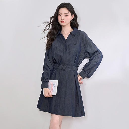 韩系复古高级感通勤气质衬衫裙女长袖连衣裙配腰带V0250139 商品图0