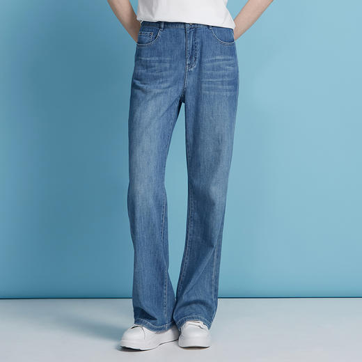 EITIE爱特爱棉感舒适复古蓝色直筒显瘦薄款牛仔裤2025夏季新款B2505618 商品图3