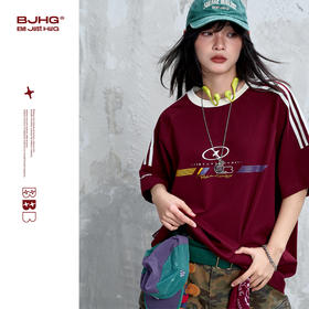 BJHG不计后果 泽西风复古t恤短袖女夏季2025新款凉感黑色短袖上衣