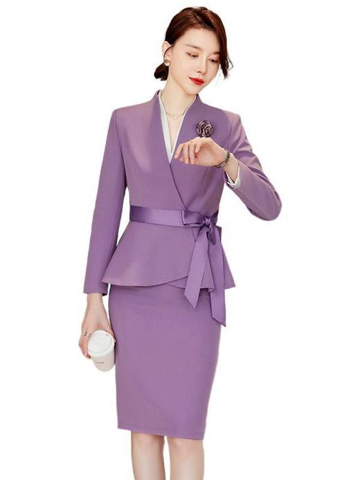 新闻播音艺考上镜服装，主持人正装紫色西装套装XZ-LLY8808 商品图0