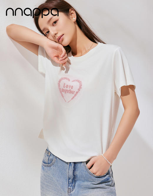 心形字母绣花收腰女上衣CA7329 商品图2