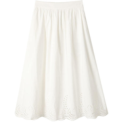 玳莎镂空绣花半身裙2025年夏季新款白色纯棉百搭半松紧高腰裙子  FB34302 商品图4