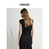 VIMAGE纬漫纪高级通勤简约修身显瘦黑色T恤上衣2025夏季新款V2313919 商品缩略图4