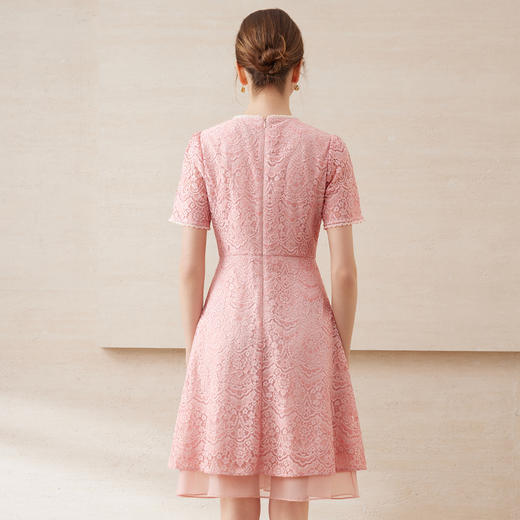 EITIE爱特爱新中式对襟珍珠盘扣收腰显瘦粉色连衣裙夏季新款B2507668 商品图4