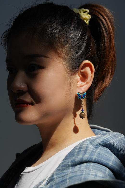 非遗｜沉香烧蓝耳坠 商品图3