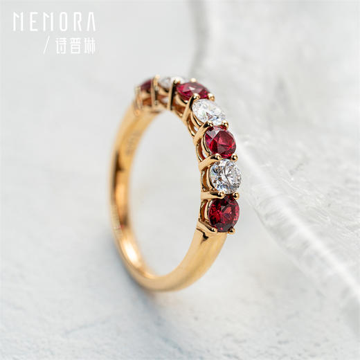 花园系列18k金红宝石戒指 闪耀宝石排戒女士礼物RR221103 商品图3