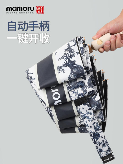 【Mamoru】三折茹伊印花自动晴雨两用伞防晒女防紫外线超轻便携 商品图3