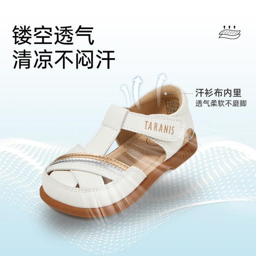 泰兰尼斯夏季新款女宝宝公主凉鞋镂空透气包头防踢学步机能鞋防滑 商品图2