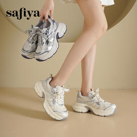 Safiya/索菲娅2025小个子增高网面透气运动百搭休闲厚底老爹鞋SFD3112405