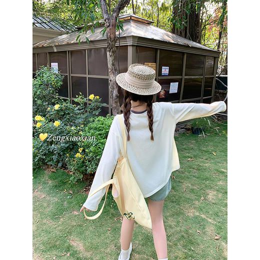 <曾小咸推荐>现货秒杀！最后一波 ！抢到赚到！杏色花朵印花撞色圆领长袖 日常129.99 立减70 秒杀59.99！ 商品图4