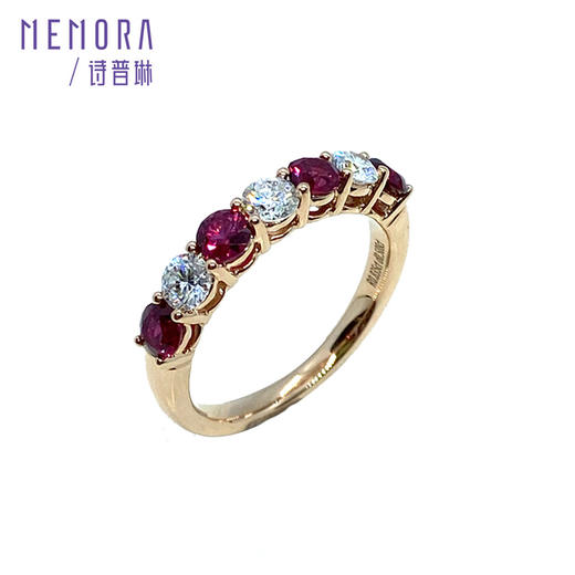 花园系列18k金红宝石戒指 闪耀宝石排戒女士礼物RR221103 商品图5