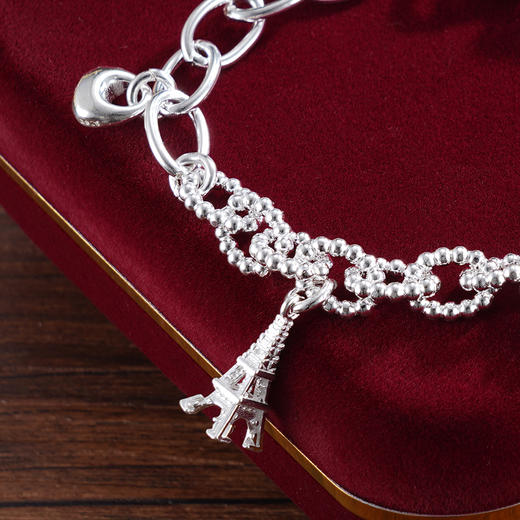 子佩集S925银【浪漫之约】手串【TSB0001-48】纯银手链蝴蝶结埃菲尔塔爱心钥匙铃铛可响钱串腰缠万贯盘缠盘缠2503 商品图6