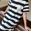 洛诗琳40942法师复古条纹裙2025夏季新款休闲钩花T恤裙k1201 商品缩略图3