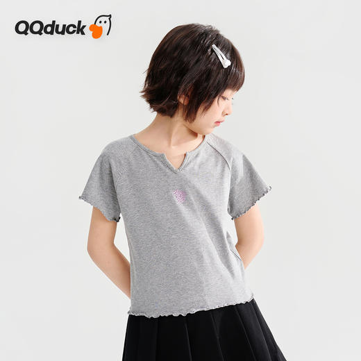 【120-165】【可可鸭】女童夏季短袖T恤修身小短款 商品图7