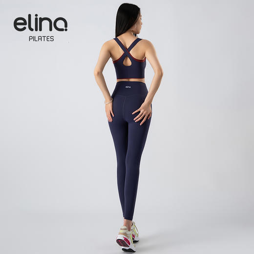一恋•普拉提 2025春季新款固定杯撞色交叉美背瑜伽背心无T线高腰裸感长裤瑜伽套装EMM017+EMM218 商品图4