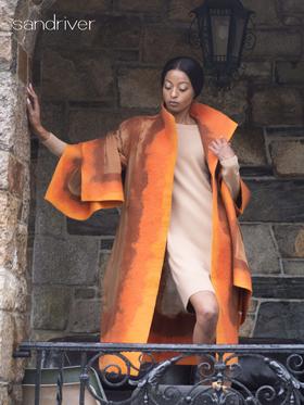 羊绒桑蚕丝手工毛毡风衣外套 SJF93W334N