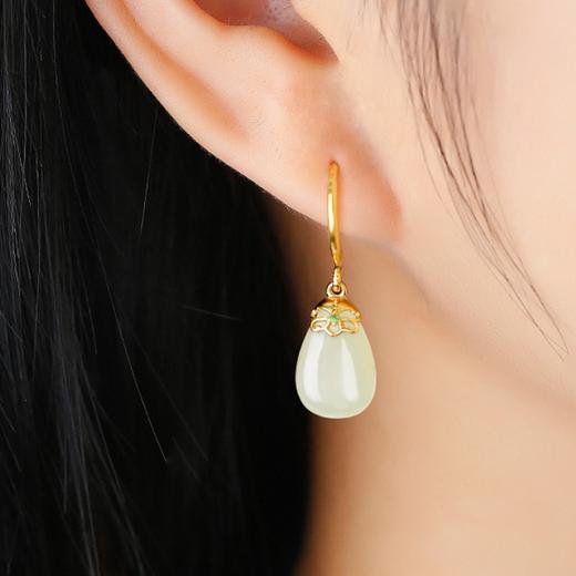 Winy925银和田玉水滴耳坠配证书 商品图5