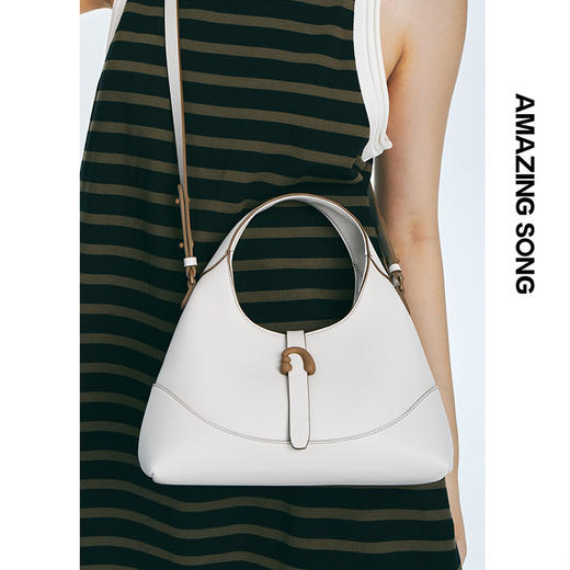 Amazing Song乙颂 三角包手提斜挎牛皮小众设计通勤质感单肩黄色 商品图2