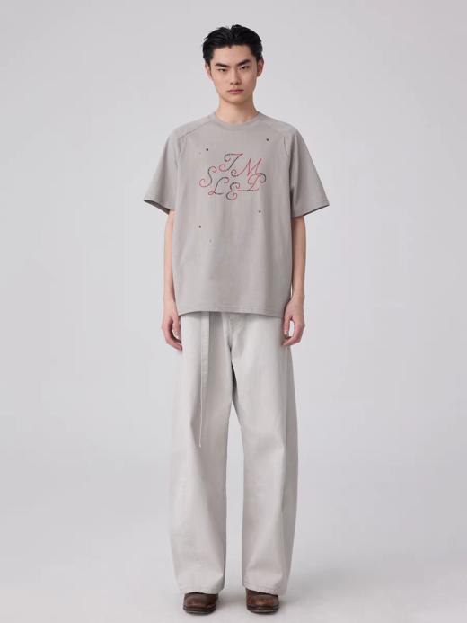 Simple Project/Y2566/复古logo铜珠铆钉印烫结合T恤 商品图4