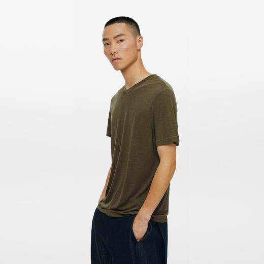 oneup羊毛小v领短袖T恤 商品图1