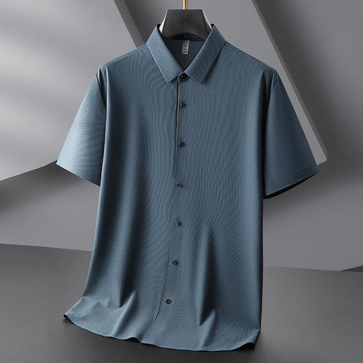 【冰丝】【DDP】大依优型大码短袖衬衫夏装冰丝凉感半袖衬衣胖子时尚休闲色百搭免烫上衣胖子男士 商品图0