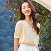 玳莎双层真丝乔其上衣女2025夏季新款宽松轻薄领口飘带设计感小衫  FB31102 商品缩略图3