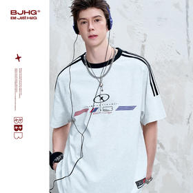 【李明峻同款】BJHG不计后果 美式复古赛车t恤短袖男款夏季潮牌凉感速干半袖T恤