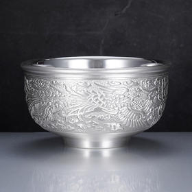 子佩集S999银龙腾凤舞碗摆件【BX008021202】纯银2503