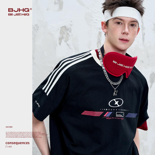 【李明峻同款】BJHG不计后果 美式复古赛车t恤短袖男款夏季潮牌凉感速干半袖T恤 商品图1
