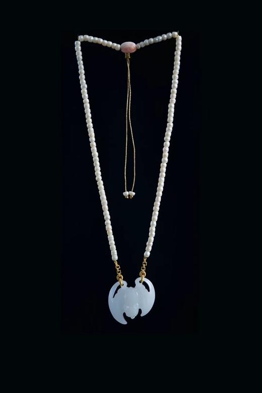 阿富汗白玉蝙蝠珍珠念珠18k金珊瑚念珠 商品图2