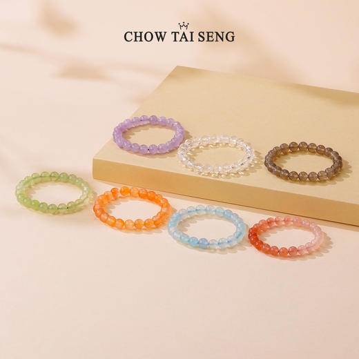 周大生玛瑙玉髓水晶手串手链紫水晶DIY超七串珠生日礼物送女友 商品图6