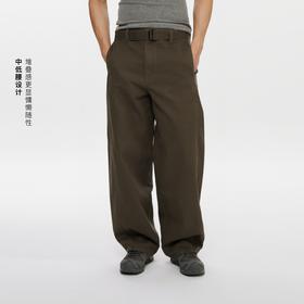 oneup斜纹腰带弯刀裤