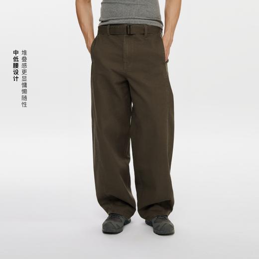 oneup斜纹腰带弯刀裤 商品图0