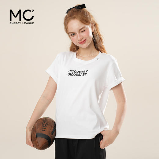 女装圆领植绒印花金属片装饰短袖T恤-5691T5221018 商品图0