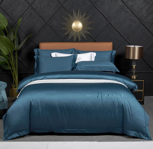 南方生活 100支进口高端匹马棉刺绣四件套  朵红/浅灰/月光蓝 枕套48*74cm*2/被套200*230cm/床单245*250cm 商品图2