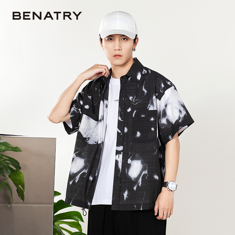 贝纳川印花短袖衬衣外穿式ECP212002402