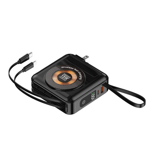 国庆出游【充电宝自带线】22.5W无线快充 迷你便携插头20000毫安 power bank  商品图4