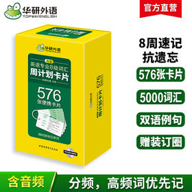备考2026英语专业8级词汇周计划卡片 576张便携单词卡片 可搭华研外语专八真题阅读听力改错翻译写作