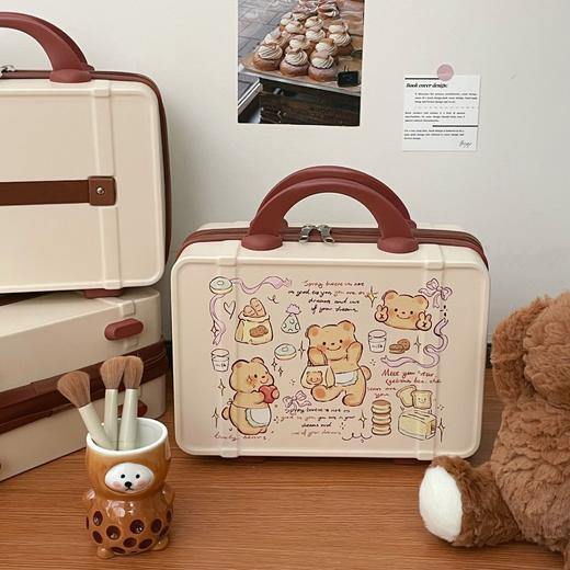 五一出行【敲好看！ins复古化妆箱】手提行李箱女复古14寸ins学生收纳包便携旅行箱子。ry 商品图3