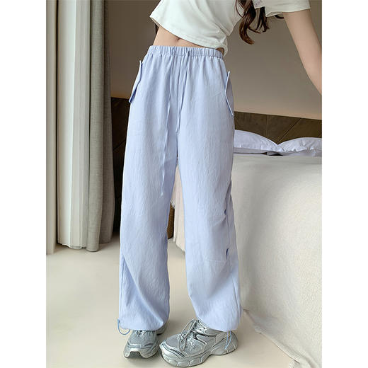 <曾小咸推荐>蓝色宽松脚口抽绳工装裤休闲裤 商品图2