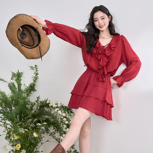 复古拼接荷叶边半身裙女短裙蛋糕裙V0450212 商品图3